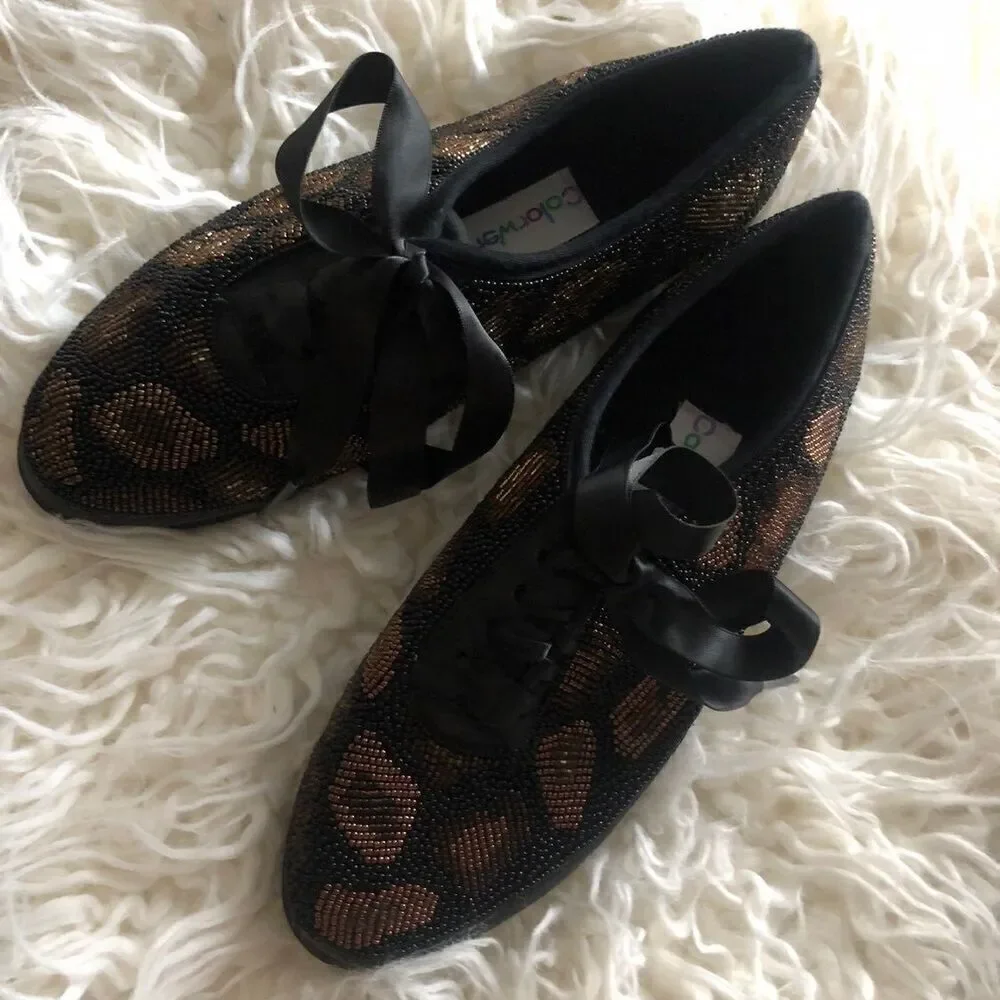 Colorwerks Vintage 90s Beaded Cheetah print Sneakers Size: 6.5